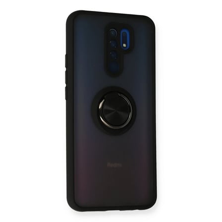 Xiaomi Redmi 9 Kılıf Montreal Yüzüklü Silikon Kapak - Siyah
