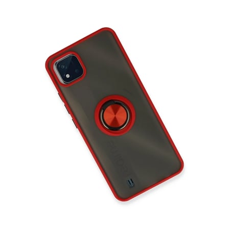 Realme C11 2021 Kılıf Montreal Yüzüklü Silikon Kapak - Kırmızı