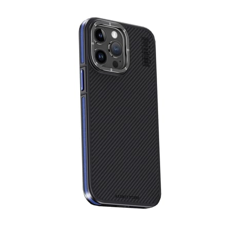 Joko Apple iPhone 15 Pro Max Kılıf Aramid 600D Kevlar Karbon Fiber Magsafe Kapak - Lacivert