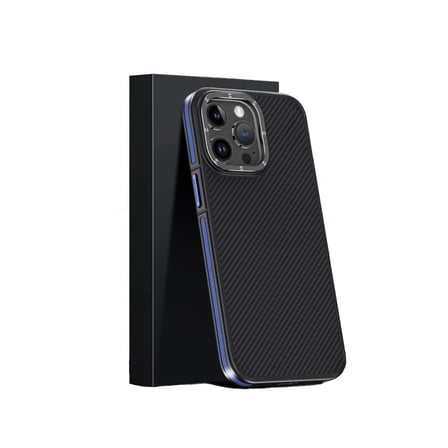 Joko Apple iPhone 15 Pro Max Kılıf Aramid 600D Kevlar Karbon Fiber Magsafe Kapak - Lacivert