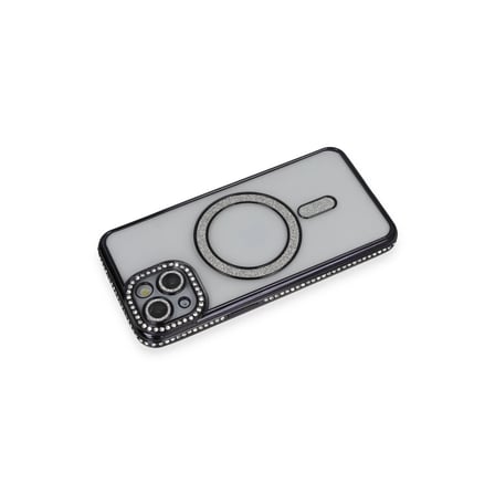 Apple iPhone 13 Kılıf Joke Simli Magneticsafe Kılıf - Siyah