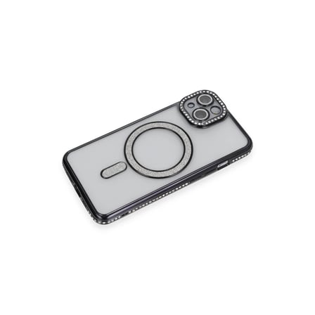 Apple iPhone 13 Kılıf Joke Simli Magneticsafe Kılıf - Siyah
