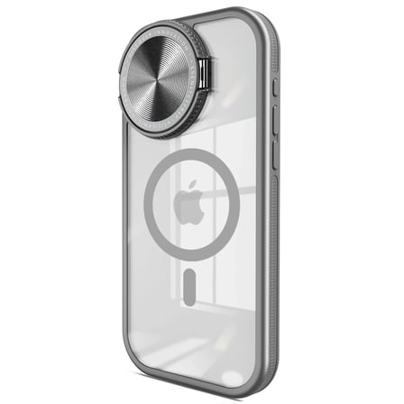 Apple iPhone 15 Pro Max Kılıf Teleskop Lens Magsafe Silikon Kapak - Titan Gri