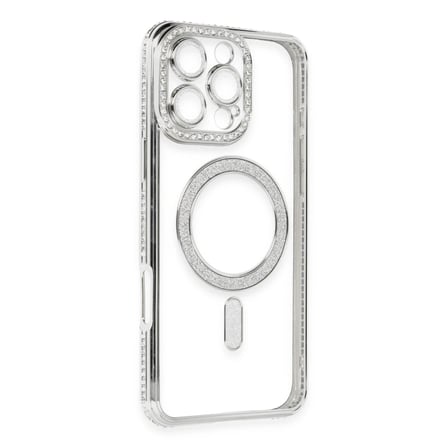 Apple iPhone 16 Pro Kılıf Joke Simli Magneticsafe Kılıf - Gümüş