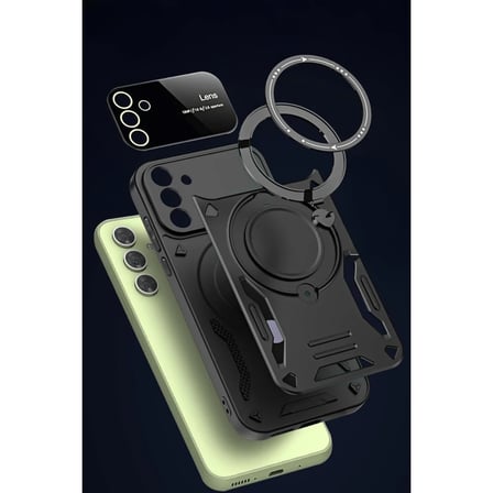 Samsung Galaxy S24 FE Kılıf Joy Lens Standlı Kapak - Koyu Yeşil