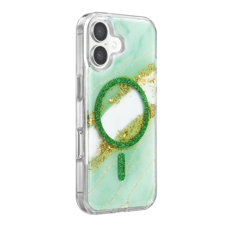 Onegif Apple iPhone 16 Lotus Simli Magsafe Kapak - Yeşil