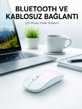 Bluetooth Kablosuz Wireless Mouse Şarjlı Sessiz Ergonomik 5000 DPI Fare