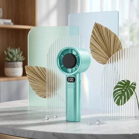 Dijital LED Ekranlı Mini El Vantilatörü - Ayarlanabilir Hız Kademeli Şarjlı Taşınabilir Fan