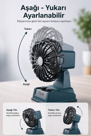 Şarjlı Masaüstü Mini Vantilatör Retro Tasarım 2 Kademeli Mini Fan 500 mAh Taşınabilir Fan