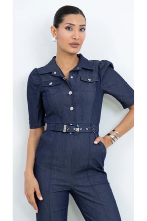 Özel Koleksiyon Gömlek Kesim Denim Tulum