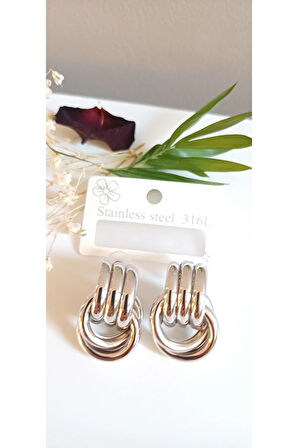 ÇELİK KÜPE HALKA DETEAYLI KADIN ÇELİK 316L TREND PASLANMAZ ÇELİK KÜPE RENK GARANTİLİ KIKIRDAK