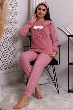 Fawn 3002 Peluş Welsoft Polar Kışlık Kadın Ev Pijama Takımı