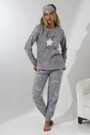 Fawn 3037 Peluş Welsoft Polar Kışlık Yumoş Kadın Pijama Takımı