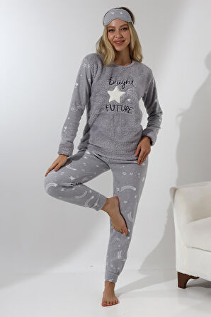 Fawn 3037 Peluş Welsoft Polar Kışlık Yumoş Kadın Pijama Takımı