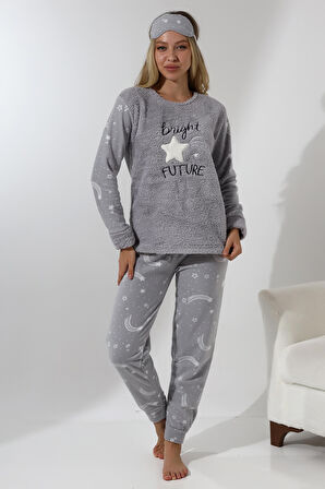 Fawn 3037 Peluş Welsoft Polar Kışlık Yumoş Kadın Pijama Takımı