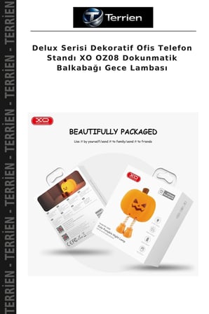 Delux Serisi Dekoratif Ofis Telefon Standı XO OZ08 Dokunmatik Balkabağı Gece Lambası