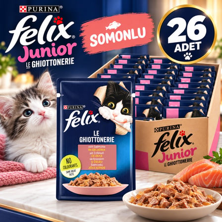 Felix Somonlu Yetişkin Kedi Yaş Mama 26x85g