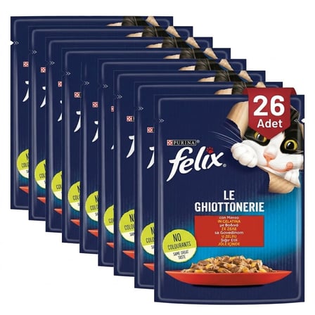 Felix Sığır Etli Yetişkin Kedi Yaş Mama 26x85g