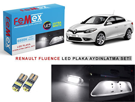 Renault Fluence LED Plaka Aydınlatma Ampul Seti FEMEX Parlak Beyaz