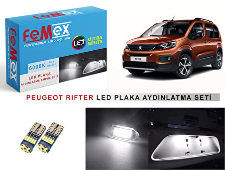 Peugeot Rifter LED Plaka Aydınlatma Ampul Seti FEMEX Parlak Beyaz