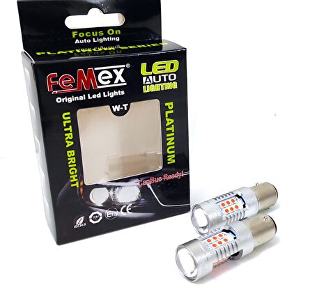 FEMEX Platinum P21W 1157 Çift Duy Led Ampul Kırmızı Mercekli