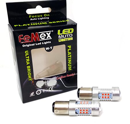 FEMEX Platinum P21W 1157 Çift Duy Led Ampul Kırmızı Mercekli