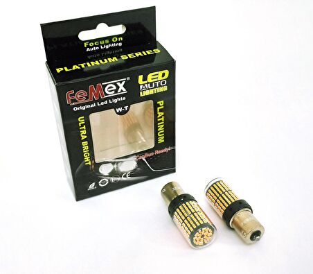 FEMEX Platinum P21W 1156 9w Led Aydınlatma Ampul 93 Duy Tek Duy Parlak Turuncu