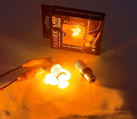 FEMEX Platinum P21W 1156 9w Led Aydınlatma Ampul 93 Duy Tek Duy Parlak Turuncu