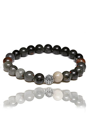 Sertifikalı Aaa Afrika Kan Taşı Bileklik - Gümüş Aparatlı (HELİOTROP)