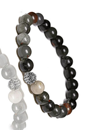 Sertifikalı Aaa Afrika Kan Taşı Bileklik - Gümüş Aparatlı (HELİOTROP)