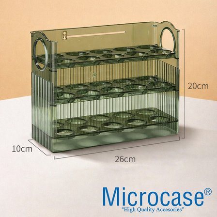 Microcase Sert ABS Plastik Dolapiçi Yumurta Organizer ve Standı Kapaklı Tasarım AL5453 - YEŞİL
