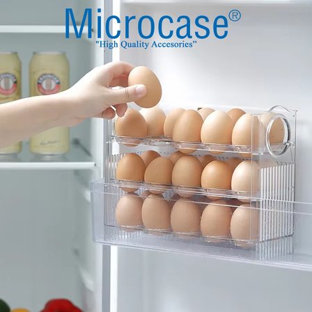 Microcase Sert ABS Plastik Dolapiçi Yumurta Organizer ve Standı Kapaklı Tasarım AL5453 - YEŞİL