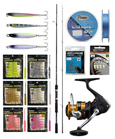 YekOutdoor FireWorm LRF Seti Shimano Kamış FX XT Spinning Moderate Fast 2,10m 1-11g 2pc&Shimano Makina FX 1000 FC