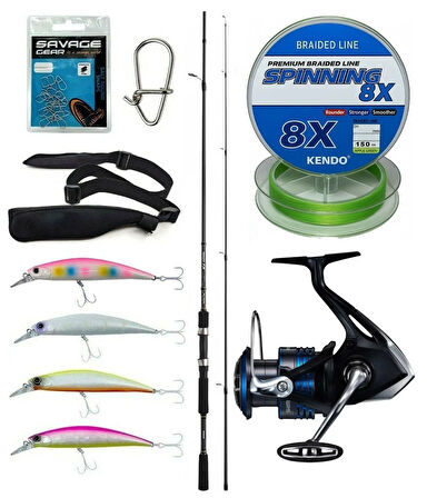 Yek Outdoor Spin Olta Seti Shimano Kamış FX XT Spinning Moderate Fast 2,40m 14-40g 2pc&Shimano Makina Nexave 4000 FI