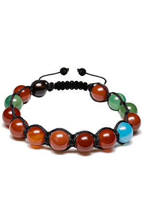 Sertifikalı Renkli Akik Taşı Bileklik - Makrome