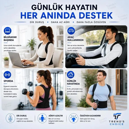 Çift Balenli Dik Duruş Korsesi Ayarlanabilir Unisex Sırt Omuz Bel Destekleyici Postür Korsesi