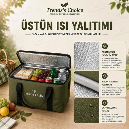 40 Litre Termal Buzluk Çanta Katlanabilir Piknik Kamp Plaj ve Yolculuk İçin Soğuk Sıcak Koruyucu Seyehat Çantası