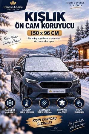 Oto Ön Cam Kar Buz ve Güneş Koruyucu Branda Örtü  Buzlanma Kırağı Önleyici Araç Katmanlı Ön Cam Örtüsü Güneşlik