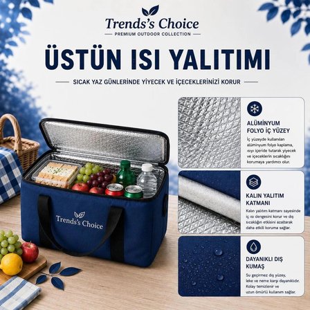 40 Litre Termal Buzluk Çanta Katlanabilir Piknik Kamp Plaj ve Yolculuk İçin Soğuk Sıcak Koruyucu Seyehat Çantası