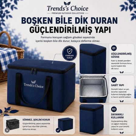 40 Litre Termal Buzluk Çanta Katlanabilir Piknik Kamp Plaj ve Yolculuk İçin Soğuk Sıcak Koruyucu Seyehat Çantası