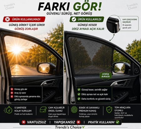 Oto Güneşlik Perde Araç Ön Yan Cam Güneşlik Araba Güneşlik Perdesi Anne Bebek Emzirme Perdesi