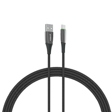 Syrox C134AT 3.0A 1.20mt Ledli Örgülü Metal Başlı USB-A - Type-C Şarj & Data Kablosu - Siyah