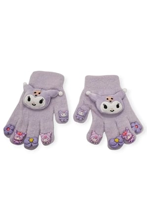 Kız Çocuk Sevimli Figürlü Örgü Eldiven | 3-8 Yaş Parmak Ucu 3D Minyatür Karakterli Sıcak Tutan Kışlık