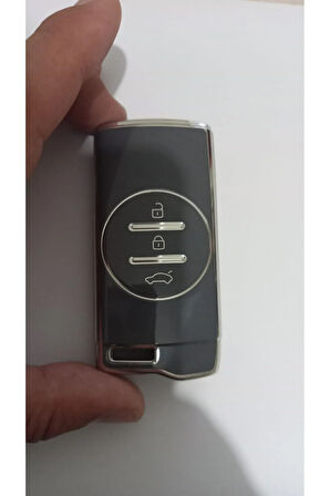 Lüx Chery Tiggo 7 Pro 3 Buton Smart Nano Anahtar Kılıfı Nardo Gri Gümüş Renk 1.ci Kalite