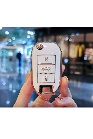 Lüx Fiat Scudo Van Sustalı 3 Buto Nano Anahtar Koruma Kılıfı Siyah Gold Altın Renk 1.ci Kalite