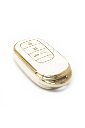 Lüx Yeni Honda Fe1 3 Buton Nano Anahtar Kılıfı Beyaz Gold Altın Renk 1.ci Kalite