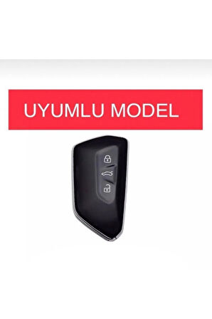 Lüx Volkswagen Golf 8 Caddy Polo Smart Nano Anahtar Kılıfı Gri Gold Altın Renk