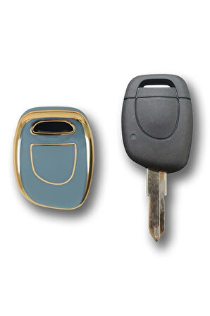 Lüx Renault Clio 1, 2, Kangoo 1 Buton Nano Anahtar Kılıfı Gri Gold Altın Renk 1.ci Kalite