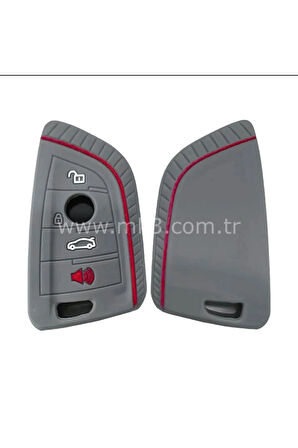 Lüx Bmw F15 G20 F48 F39 X5 X6 Üçgen Tip Gri Renk Silikon Anahtar kılıfı 1.ci Kalite