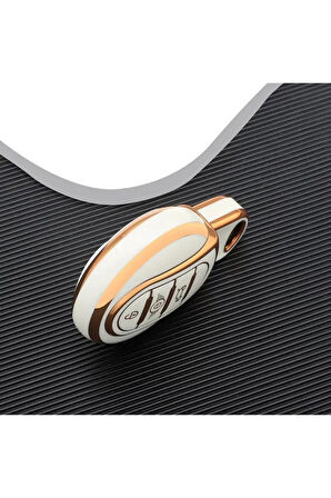 Lüx Mini Cooper Countryman Nano Anahtar Kılıfı Beyaz Gold Altın Renk 1.ci Kalite